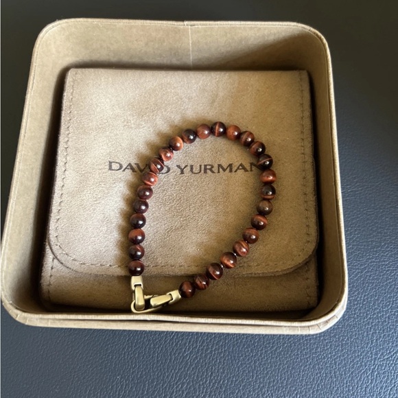 David Yurman Men’s Red Tiger Eye Sterling Silver Bracelet - Picture 4 of 6